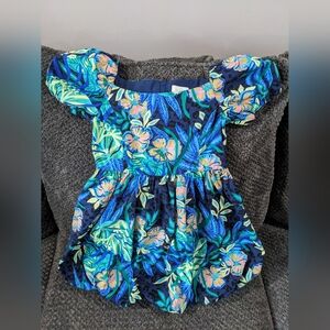 Lily Pulitzer Girls Koji Dress Green Blue Floral Size 7